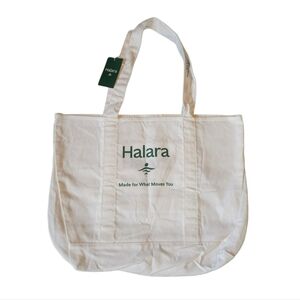 HALARA Cream Tote Bag with Green Logo NWT